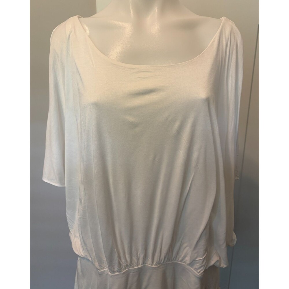 WHITE HOUSE BLACK MARKET Womens Knit TOP Short Sleeve WHITE Size XL - Picture 2 of 5